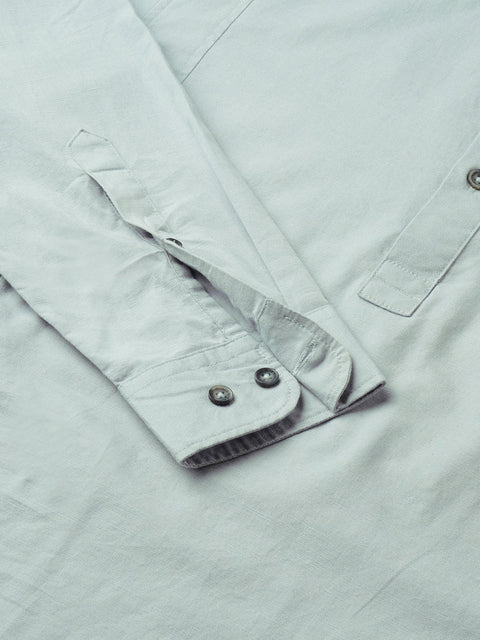 Light Grey Solid Cotton Shirt Kurta - Kurta - 240126593