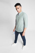 Light Grey Solid Cotton Shirt Kurta - Kurta - 240126593