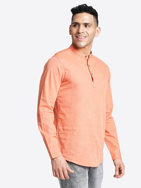 Light Grey Solid Cotton Shirt Kurta - Kurta - 240126558