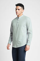 Light Grey Solid Cotton Shirt Kurta - Kurta - 240126593