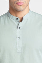 Light Grey Solid Cotton Shirt Kurta - Kurta - 240126593