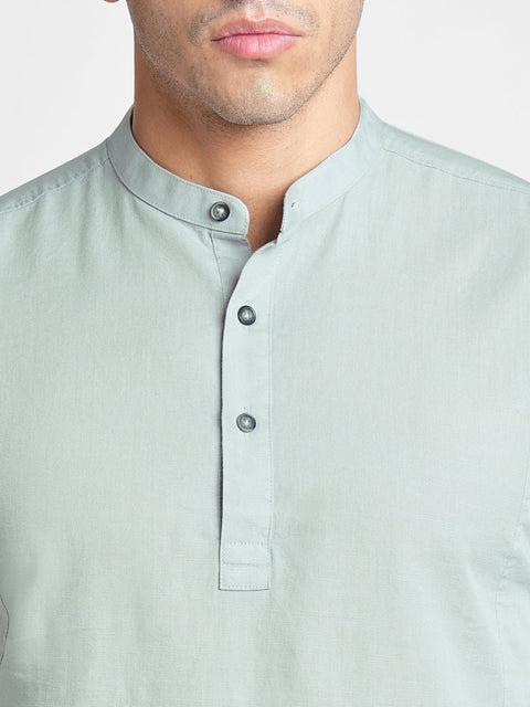 Light Grey Solid Cotton Shirt Kurta - Kurta - 240126593