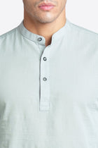 Light Grey Solid Cotton Shirt Kurta - Kurta - 240126593