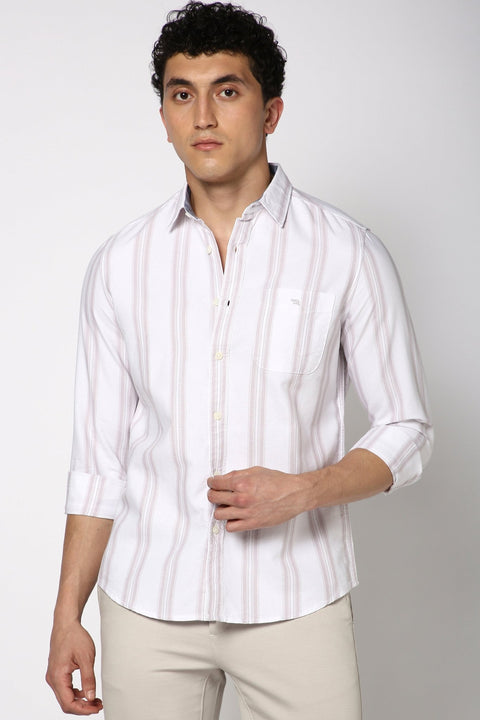 Light Grey Striped Cotton Shirt - Shirt - 240828562