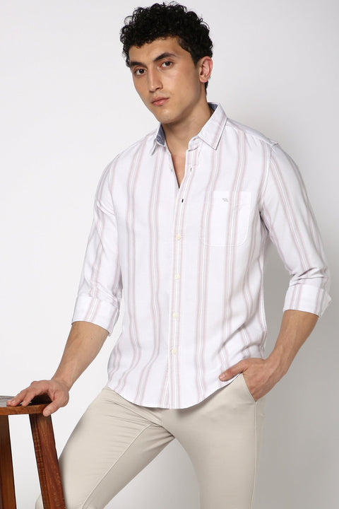 Light Grey Striped Cotton Shirt - Shirt - 240828562