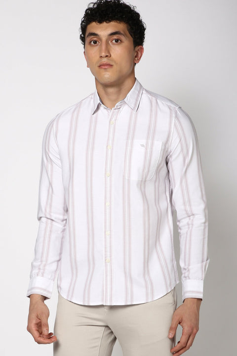 Light Grey Striped Cotton Shirt - Shirt - 240828562