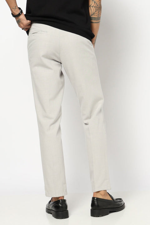 LIGHT GREY TRAVELLER FIT LINEN TROUSER - Trousers - 250740730