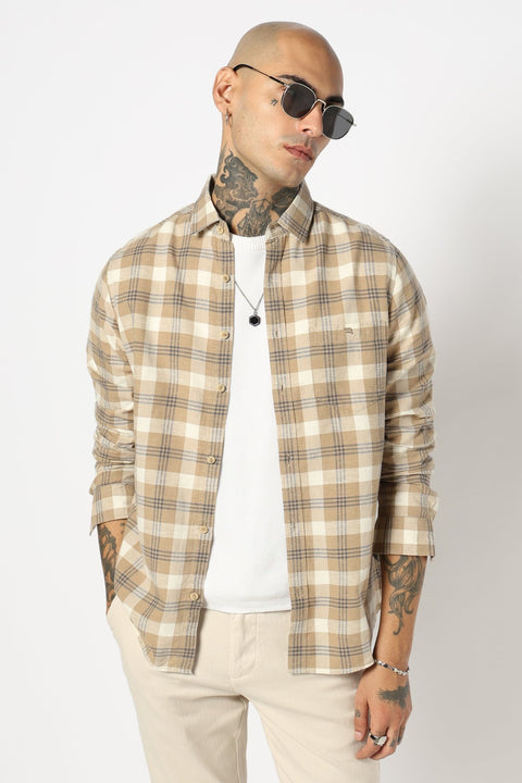 Light Khakhi Checkered Shirt - Shirt - 250531168