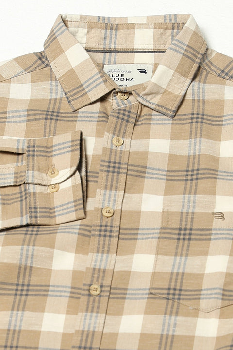 Light Khakhi Checkered Shirt - Shirts - 250531168