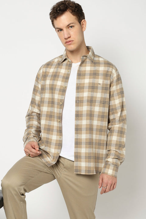 Light Khakhi Checkered Shirt - Shirts - 250531168