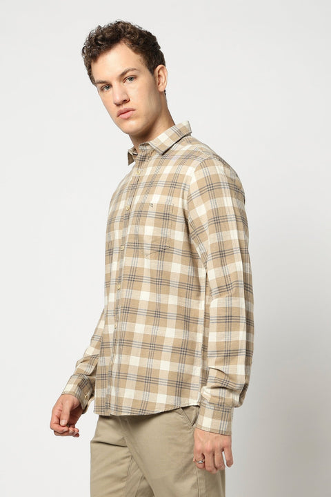 Light Khakhi Checkered Shirt - Shirts - 250531168
