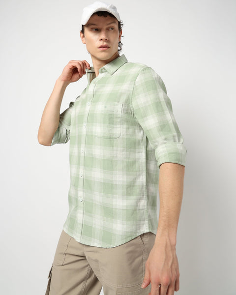 LIGHT MINT CHECKS TAILORED MENS SHIRT-Shirt - 240828502