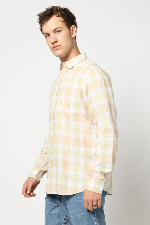 Light Mint Full Sleeve Checkered Shirt - Shirts - 250331083