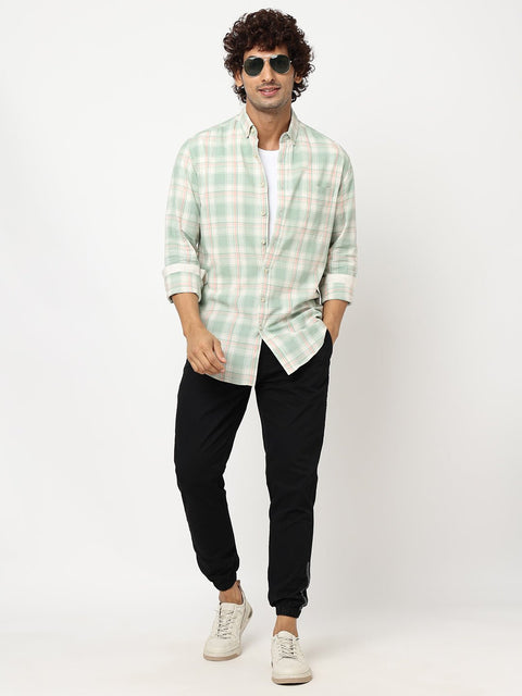 Light Mint Plaid Cotton Shirt - Shirt - 230424667