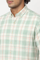 Light Mint Plaid Cotton Shirt - Shirt - 230424667