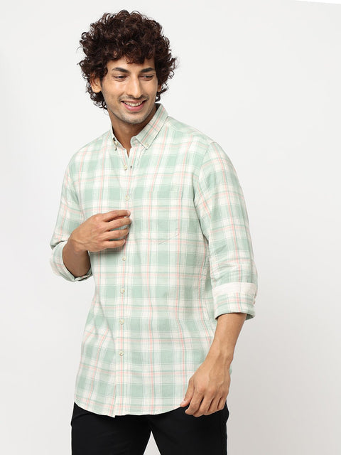 Light Mint Plaid Cotton Shirt - Shirt - 230424667