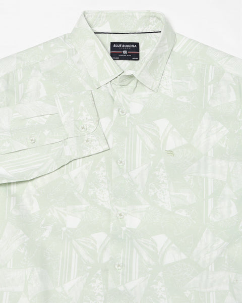 LIGHT MINT PRINT TAILORED MENS SHIRT-Shirt - 240828542