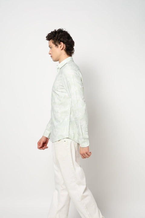 LIGHT MINT PRINT TAILORED MENS SHIRT-Shirt - 240828542