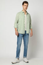 Light Mint Solid Tailored Fit Shirt - Shirts - 250331048