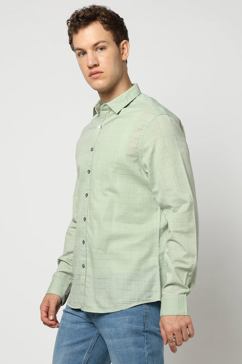 Light Mint Solid Tailored Fit Shirt - Shirts - 250331048