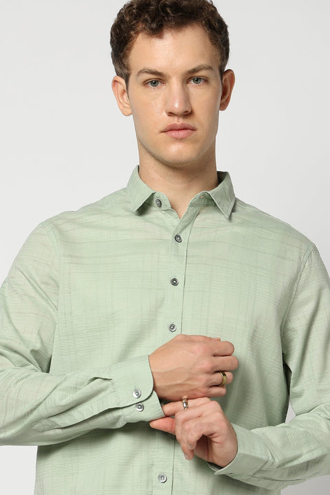 Light Mint Solid Tailored Fit Shirt - Shirts - 250331048