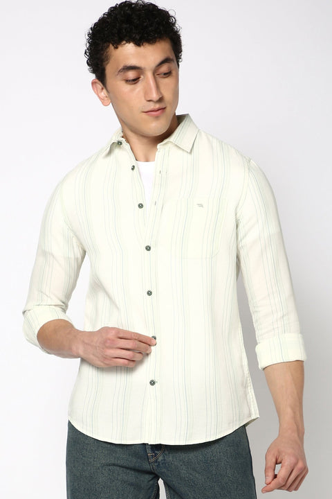 Light Mint Striped Cotton Shirt - Shirt - 240527810