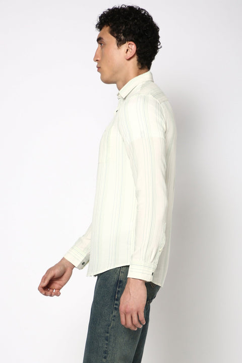 Light Mint Striped Cotton Shirt - Shirt - 240527810