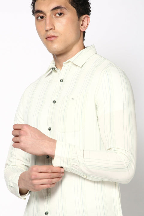 Light Mint Striped Cotton Shirt - Shirt - 240527810