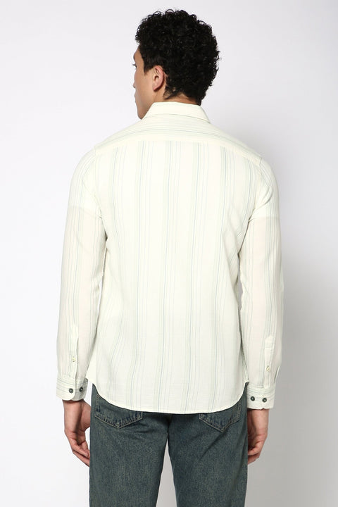 Light Mint Striped Cotton Shirt - Shirt - 240527810