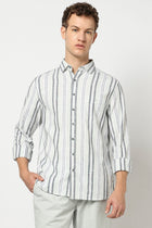 Light Mint Stripped Full Sleeve Shirt - Shirts - 250331068