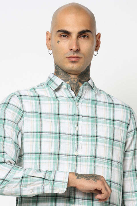 LIGHT MINT WINDOWPANE CHECKERED SHIRT-Shirt - 250731777