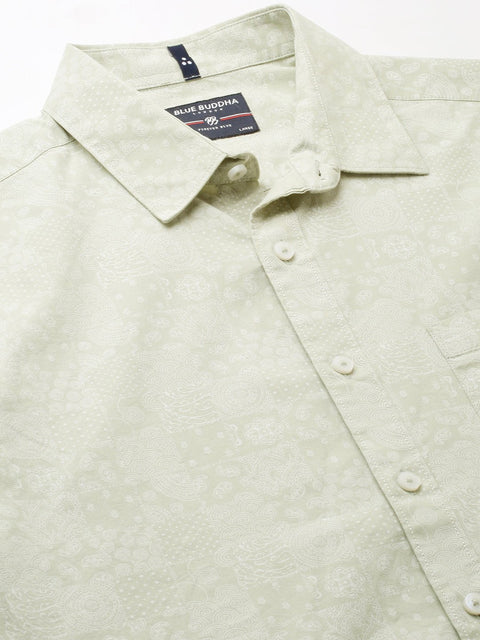 Light Olive Overall Printed Shirt - Shirt - 230524841