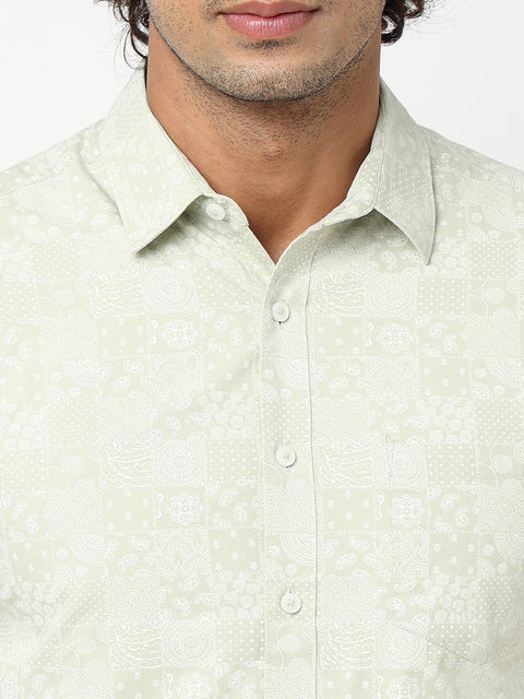 Light Olive Overall Printed Shirt - Shirt - 230524841