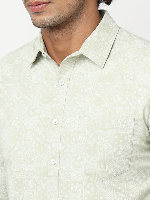 Light Olive Overall Printed Shirt - Shirt - 230524841