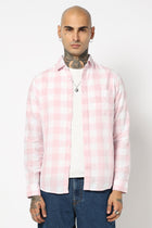 LIGHT PINK CHECKERED FULL SLEEVE TAILORED FIT SHIRT-Shirt - 250631557
