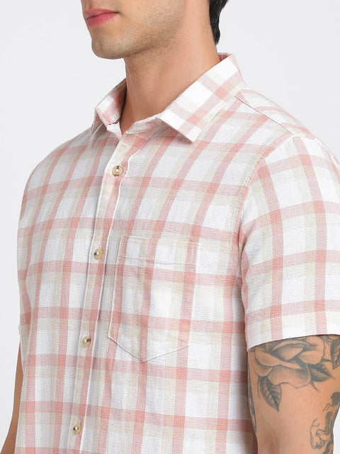 Light Pink Checks Cotton Shirt - Shirt - 240527835