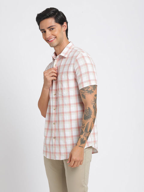 Light Pink Checks Cotton Shirt - Shirt - 240527835