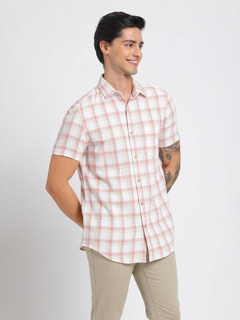 Light Pink Checks Cotton Shirt - Shirt - 240527835