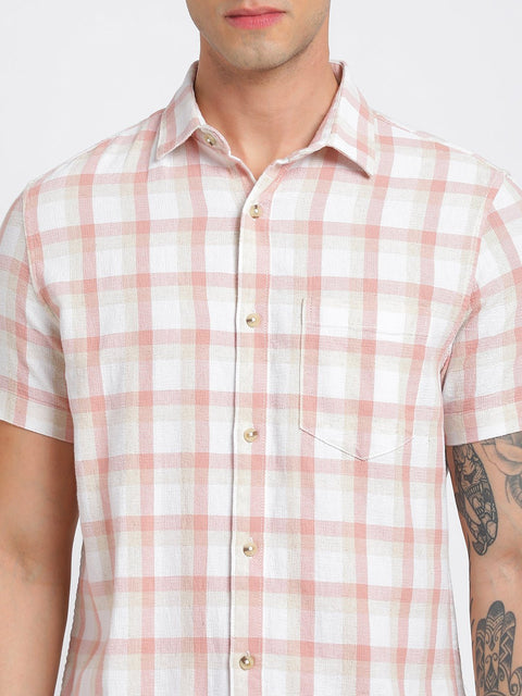 Light Pink Checks Cotton Shirt - Shirt - 240527835