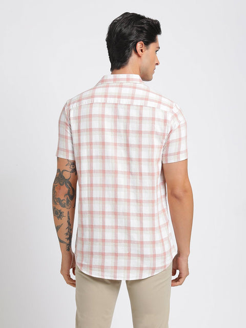 Light Pink Checks Cotton Shirt - Shirt - 240527835