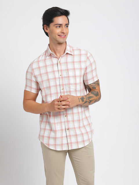 Light Pink Checks Cotton Shirt - Shirt - 240527835