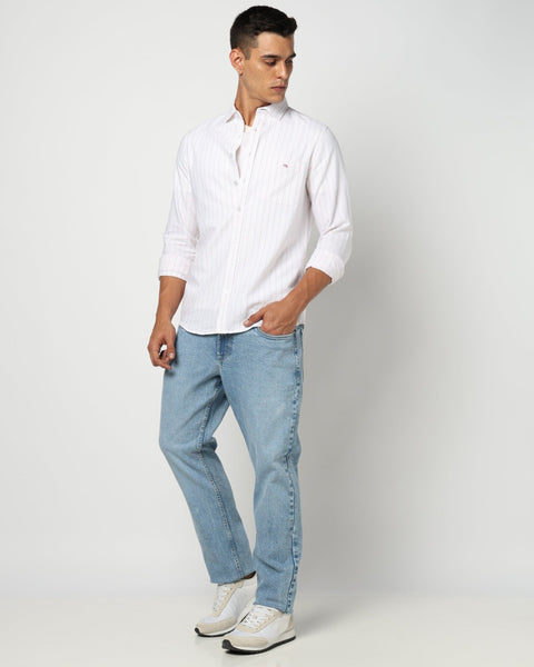 Light Pink Cotton Stripped Shirt - Shirts - 250431133