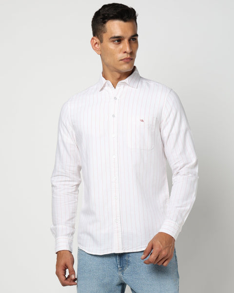 Light Pink Cotton Stripped Shirt - Shirts - 250431133