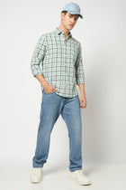 Light Turquoise Checkered Tailored Fit Shirt - Shirts - 250330923