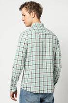 Light Turquoise Checkered Tailored Fit Shirt - Shirts - 250330923