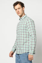 Light Turquoise Checkered Tailored Fit Shirt - Shirts - 250330923