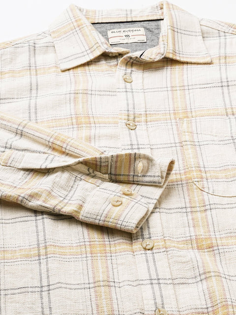 Light Yellow Checks Cotton Shirt - Shirt - 240427634