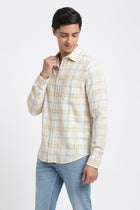 Light Yellow Checks Cotton Shirt - Shirt - 240427634