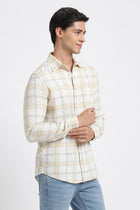 Light Yellow Checks Cotton Shirt - Shirt - 240427634