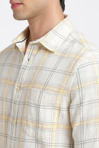 Light Yellow Checks Cotton Shirt - Shirt - 240427634